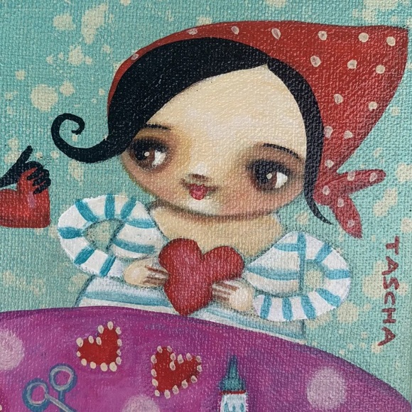 Original Painting Folk Art Valentines - Picture 2 of 2